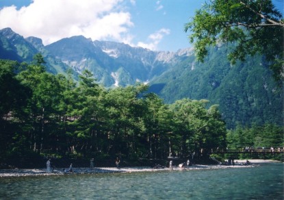 上高地 梓川 河童橋 穂高 吊り尾根